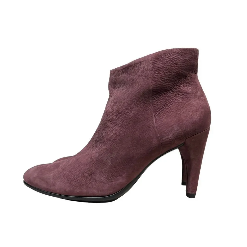 Ecco Shape 75 Sleek Ankle Bootie Suede Zip Up Burgundy‎ Women Size EUR 38